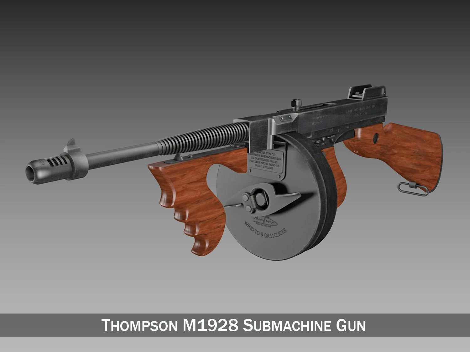 thompson model 1928 submachine 3D Model .c4d .max .obj .3ds .fbx .stl .blend 