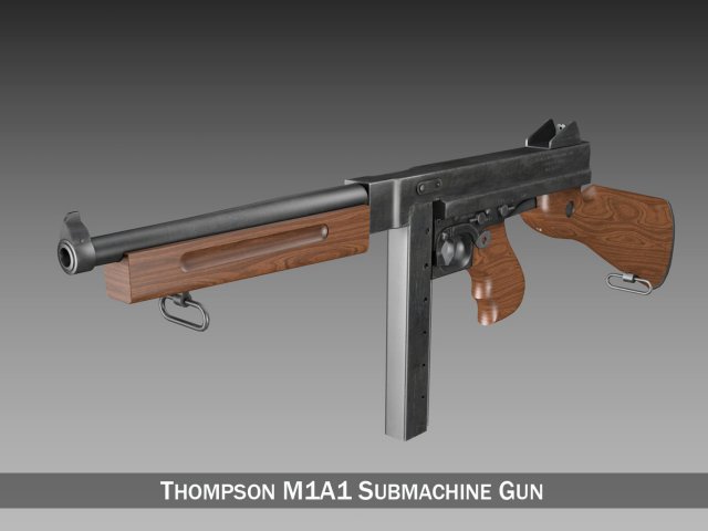 thompson m1a1 submachine Modèle 3D .c4d .max .obj .3ds .fbx .stl .blend 