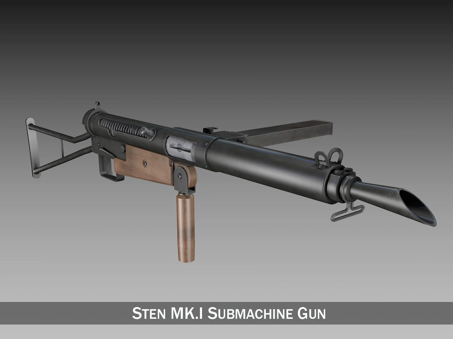 sten mki submachine 3D Model .c4d .max .obj .3ds .fbx .stl .blend 