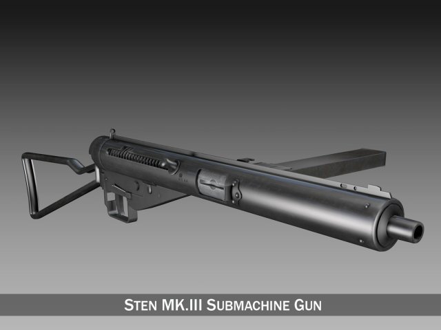 sten mkiii submachine 3D-Modell .c4d .max .obj .3ds .fbx .stl .blend 