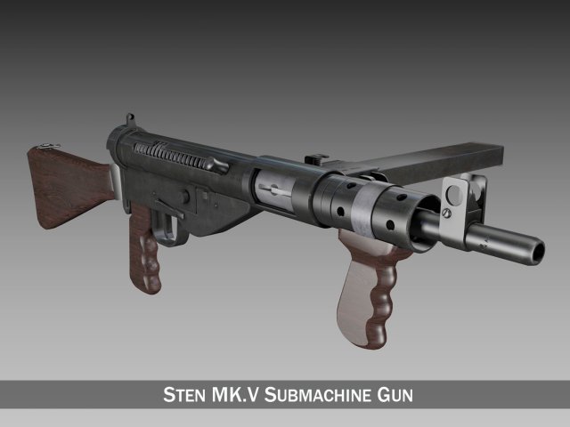 sten mkv submachine 3D Model .c4d .max .obj .3ds .fbx .stl .blend 