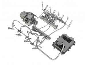 injection system of a v8 engine 3D-Modell