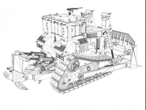 idf armored cat d9r bulldozer Modello 3D