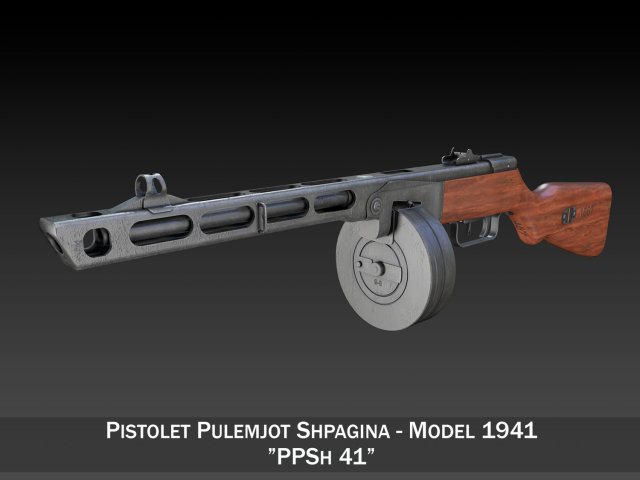 ppsh41 soviet submachine 3D Model .c4d .max .obj .3ds .fbx .stl .blend 