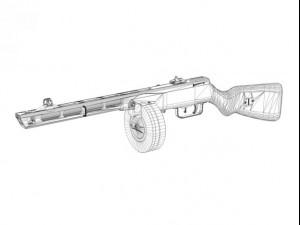 ppsh41 soviet submachine 3D Model