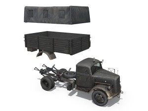 opel blitz - 3t cargo truck - 17 pzdiv 3D Model