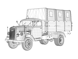 opel blitz - 3t cargo truck - 17 pzdiv 3D Model