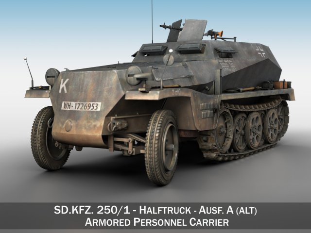 sdkfz 250 halftrack troop carrier Modèle 3D .c4d .max .obj .3ds .fbx .stl .blend 