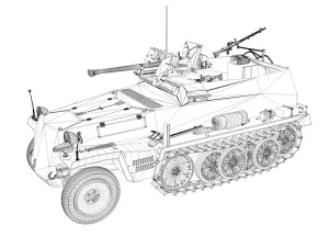 sd kfz 250 halftruck with spzb 41 pzgrendiv 3D Model