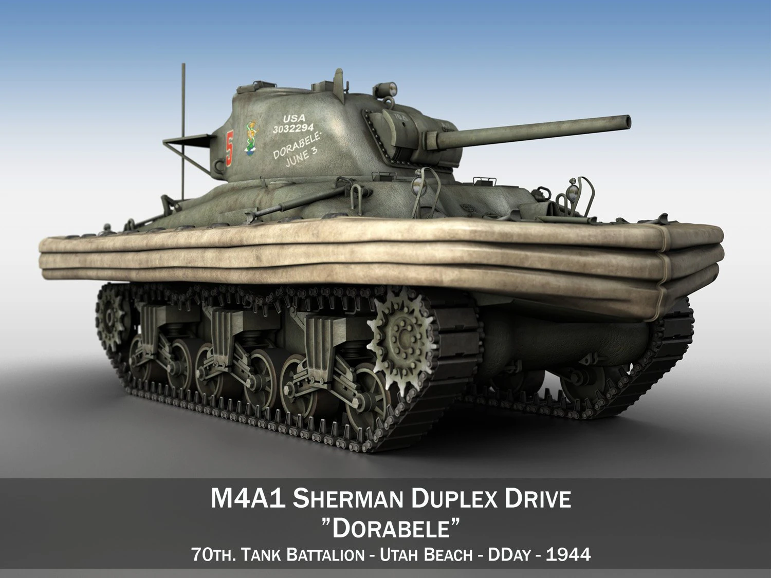 m4a1 sherman - duplex drive - dorabele 3D Model .c4d .max .obj .3ds .fbx .stl .blend 