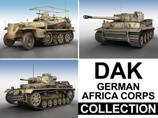 deutsches afrika korps dak collection 3D 模型 .c4d .max .obj .3ds .fbx .stl .blend