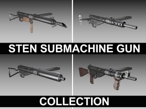 sten submachine collection 3D Model