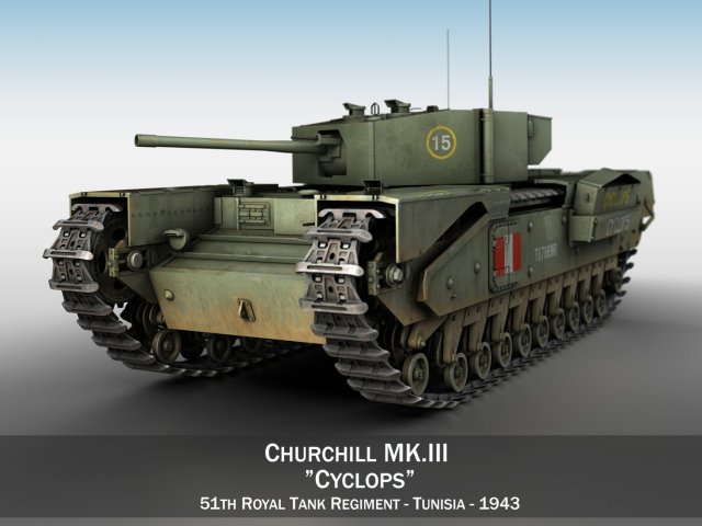 churchill mkiii - cyclops 3D Model .c4d .max .obj .3ds .fbx .stl .blend 