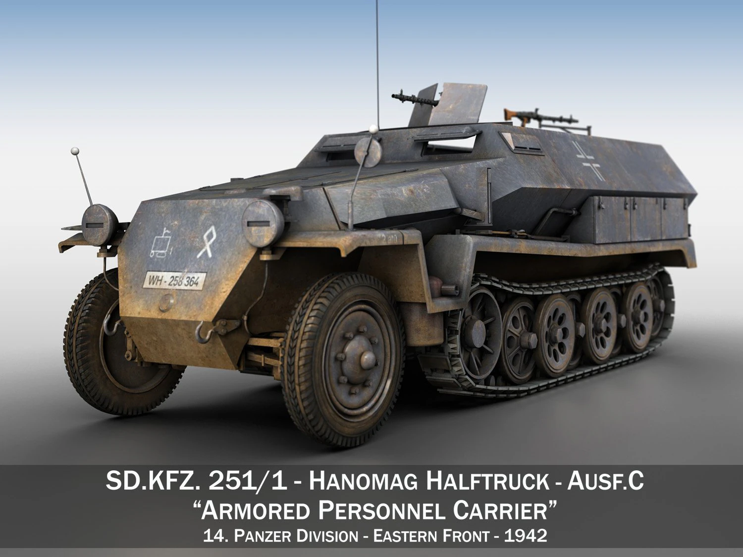 sdkfz 251 ausfc halftrack 3D Model .c4d .max .obj .3ds .fbx .stl .blend 