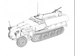 sdkfz 251 ausfc halftrack 3D Model
