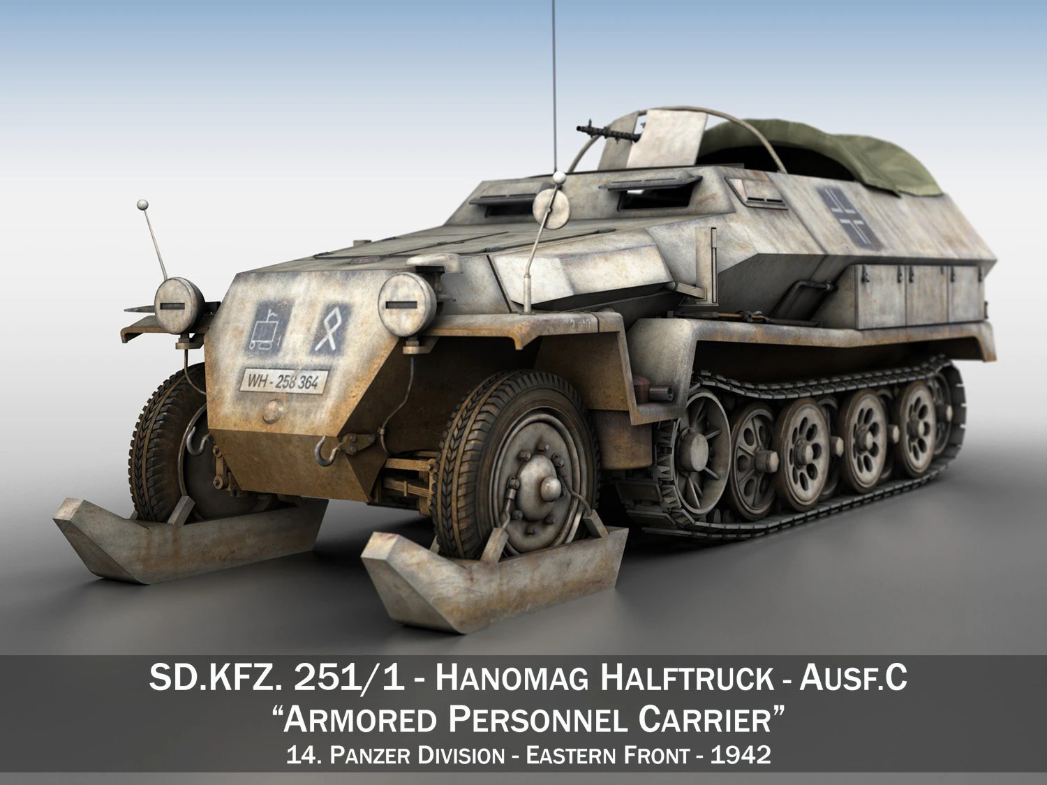 sdkfz 251 ausfc halftrack winterkit 3D Model .c4d .max .obj .3ds .fbx .stl .blend 