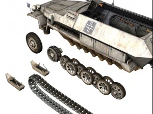 sdkfz 251 ausfc halftrack winterkit 3D Model