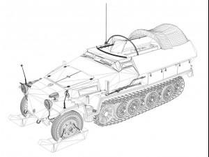 sdkfz 251 ausfc halftrack winterkit 3D Model