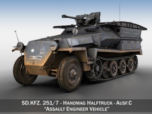 sd kfz 251 ausf c pioneer assault bridge 3D मॉडल