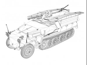 sd kfz 251 ausf c pioneer assault bridge 3D Model