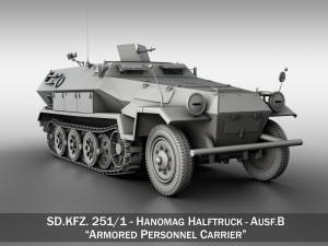 sd kfz 251 ausf b hanomag halftruck 3D Model