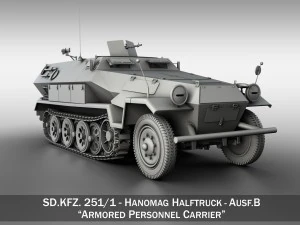 sd kfz 251 ausf b hanomag 하프트랙 3D 모델