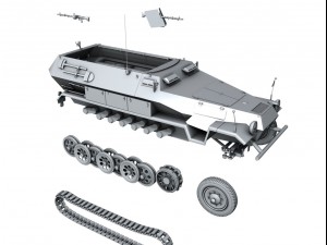 sd kfz 251 ausf b hanomag halftruck 3D Modell