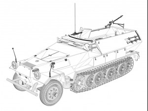 sd kfz 251 ausf b hanomag halftruck 3D Modell