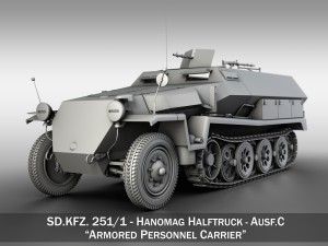 sd kfz 251 ausf c hanomag halftruck 3D Model