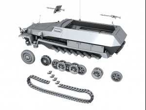 sd kfz 251 ausf c hanomag halftruck 3D Model