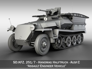 sdkfz 251 ausf c hanomag assault bridge 3D Model