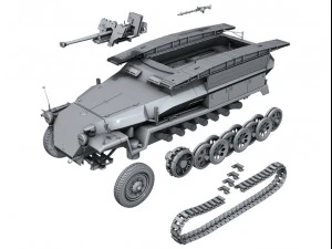sdkfz 251 ausf c hanomag assault bridge 3D Model