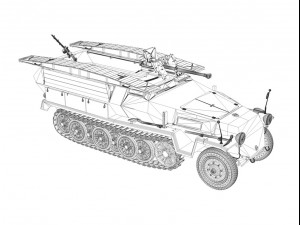 sdkfz 251 ausf c hanomag assault bridge 3D Модель