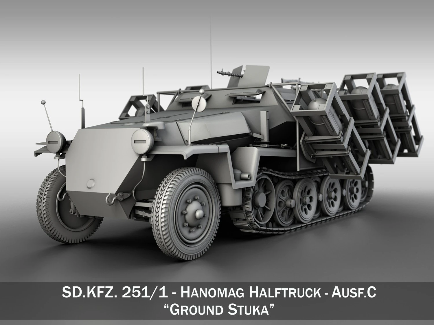 sdkfz 251 ausf c walking stuka 3D Model .c4d .max .obj .3ds .fbx .stl .blend 