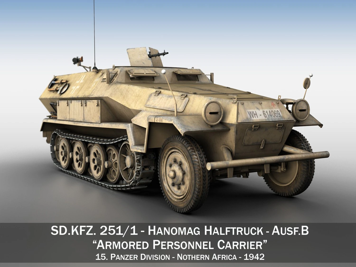 sdkfz 251 ausf b hanomag halftruck dak 3D Model .c4d .max .obj .3ds .fbx .stl .blend 