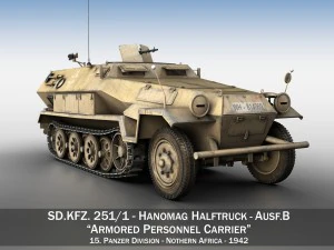 sdkfz 251 ausf b hanomag halftruck dak Modelo 3D