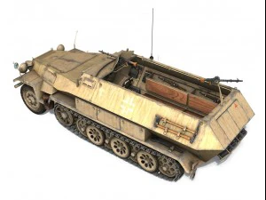 sdkfz 251 ausf b hanomag halftruck dak 3D Model