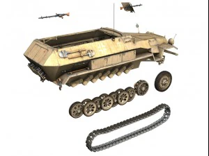 sdkfz 251 ausf b hanomag halftruck dak 3D Model