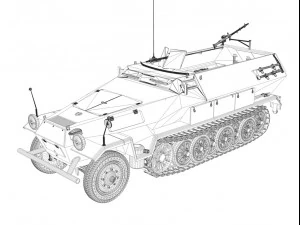 sdkfz 251 ausf b hanomag halftruck dak 3D Model