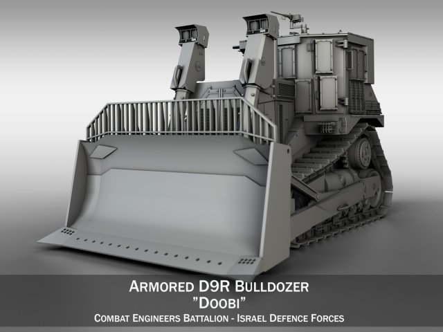 armored cat d9r bulldozer Modelo 3D .c4d .max .obj .3ds .fbx .stl .blend 