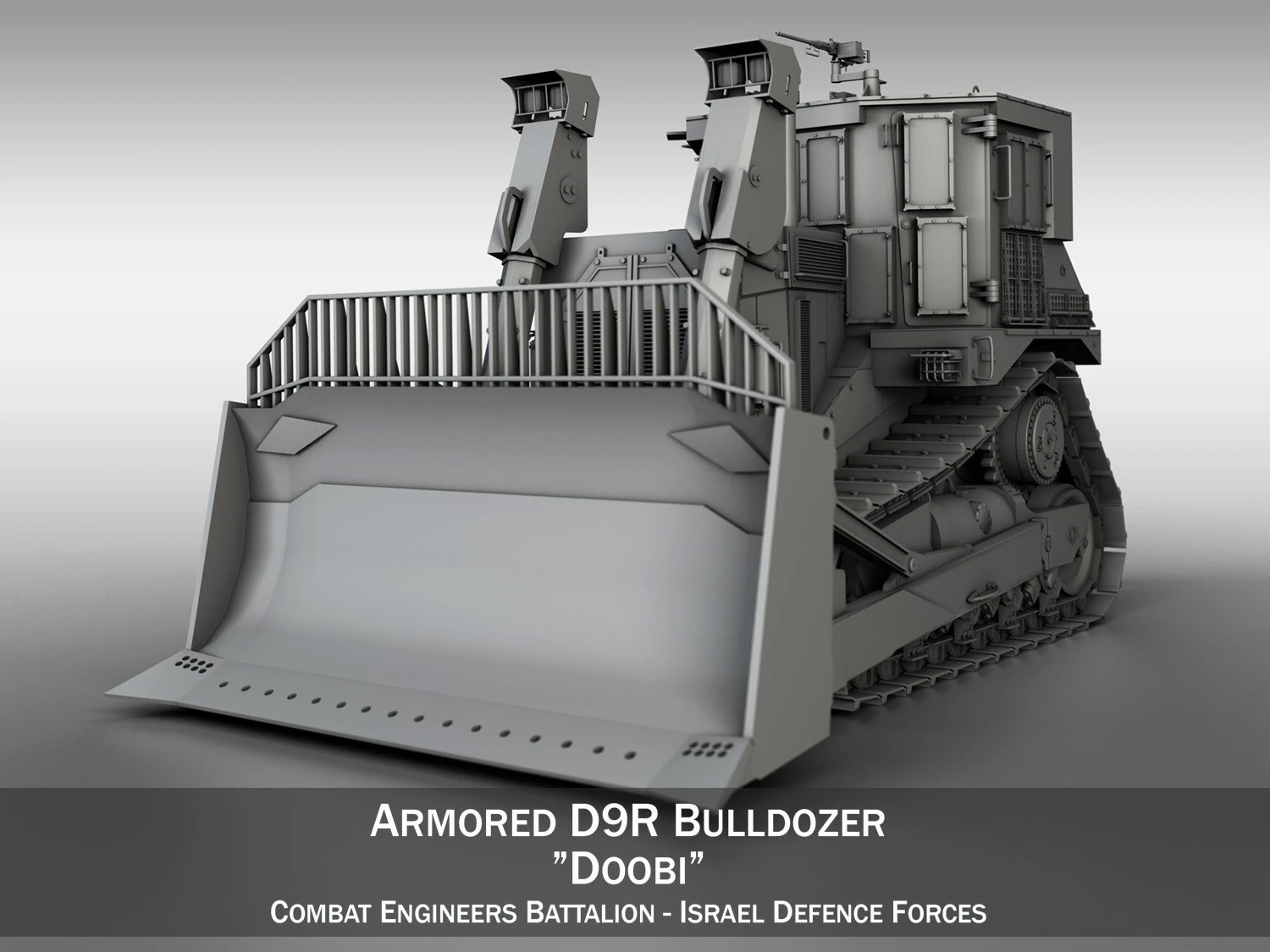 armored cat d9r bulldozer 3D Model .c4d .max .obj .3ds .fbx .stl .blend
