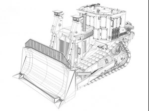 armored cat d9r bulldozer 3D Model