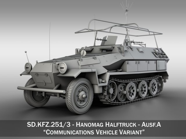 sdkfz 2513 iv ausfa hanomag radio and command 3D Модель .c4d .max .obj .3ds .fbx .stl .blend 