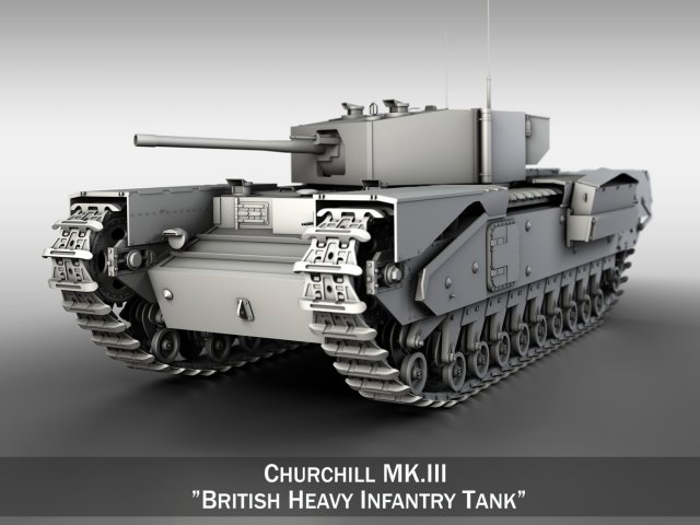 churchill infantry tank mkiii 3D 模型 .c4d .max .obj .3ds .fbx .stl .blend 