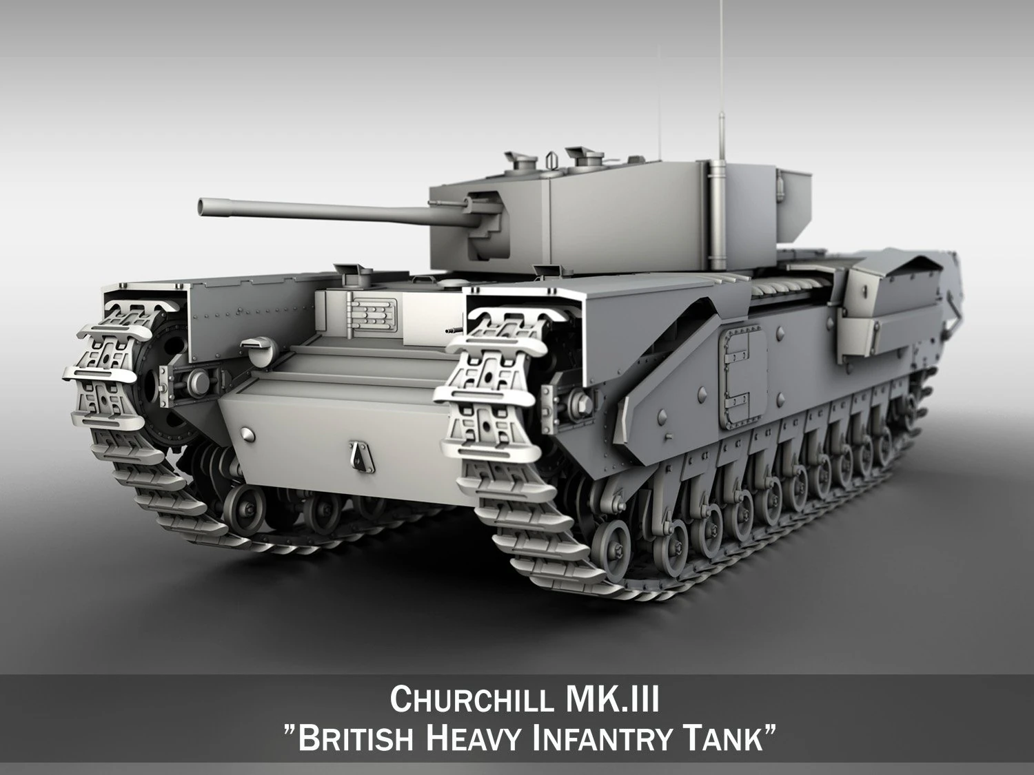 churchill infantry tank mkiii 3D Model .c4d .max .obj .3ds .fbx .stl .blend 