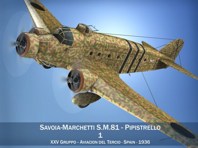 savoiamarchetti sm81 spanish civil war Modello 3D .c4d .max .obj .3ds .fbx .stl .blend 