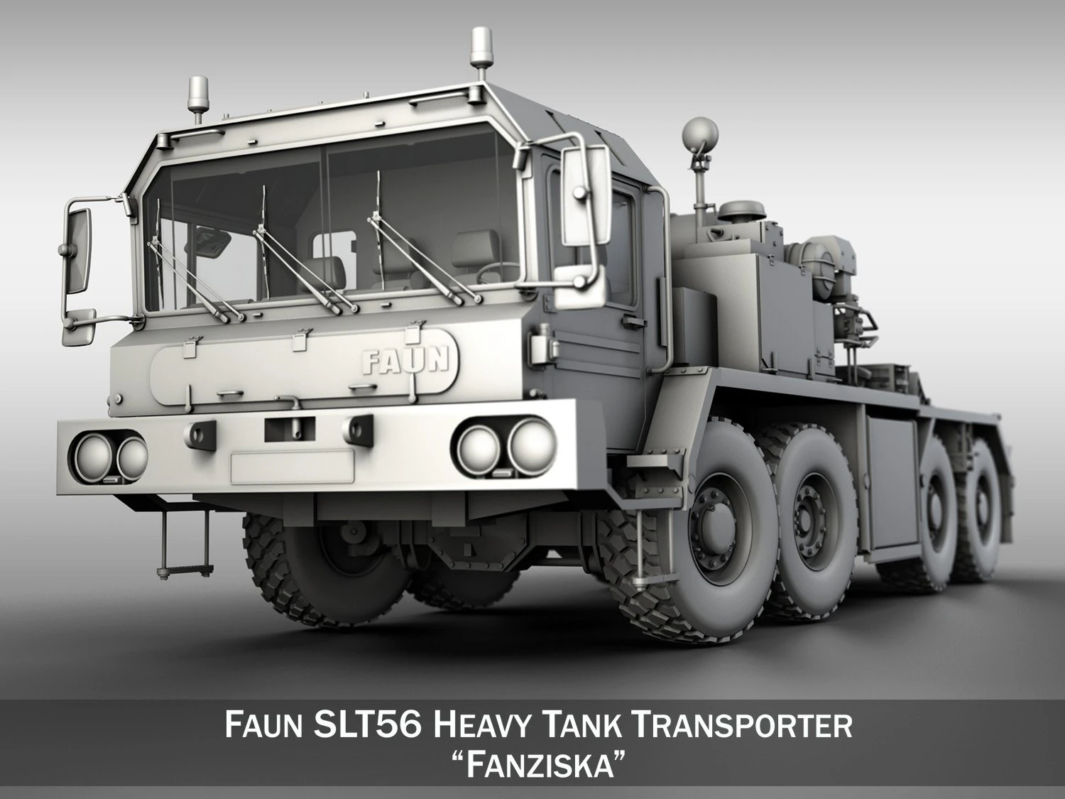 faun stl56 heavy tank transporter 3D Model .c4d .max .obj .3ds .fbx .stl .blend