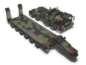 faun stl56 tractor with 52 ton semitrailer 3D-Modell