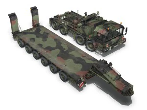 faun stl56 tractor with 52 ton semitrailer 3D Model