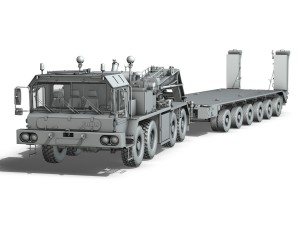 faun stl56 tractor with 52 ton semitrailer 3D-Modell